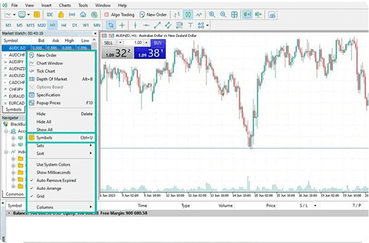 Screen showing trading tools || شاشة تظهر أدوات التداول